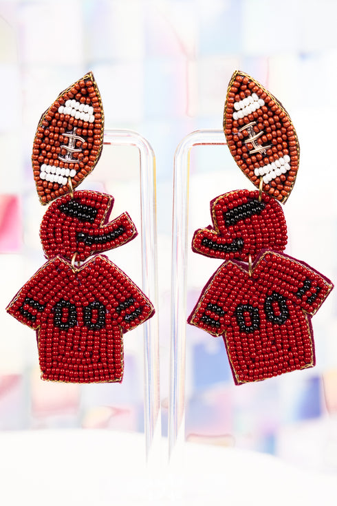 Wine and Black Gameday Ready Seed Bead Earrings