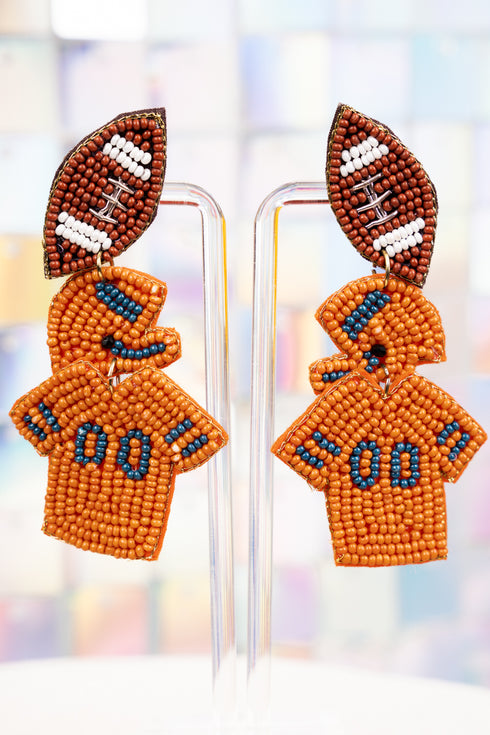 Burnt Orange Gameday Ready Seed Bead Earrings