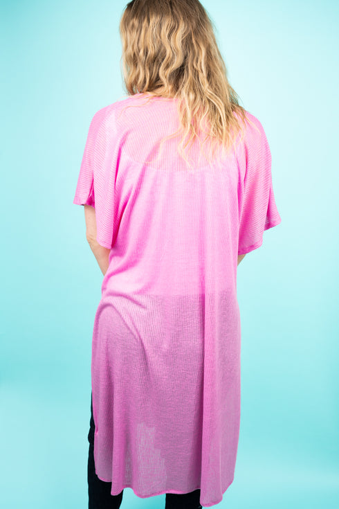 Sunnyside Ribbed Jersey Vest, Hot Pink