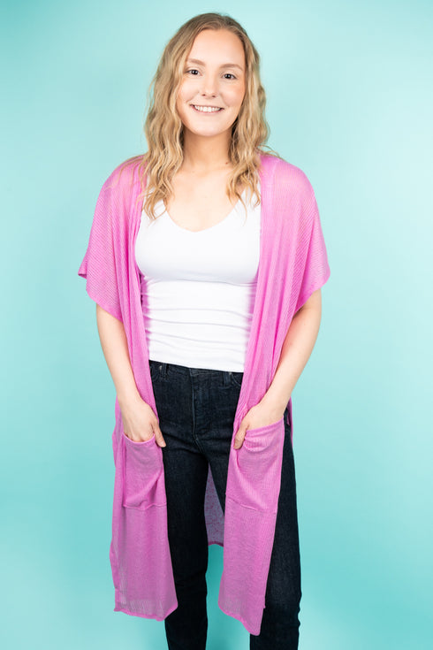 Sunnyside Ribbed Jersey Vest, Hot Pink