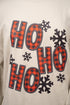 Faux Embroidery Ho Ho Ho Transfer Heavy-weight Crew Sweatshirt