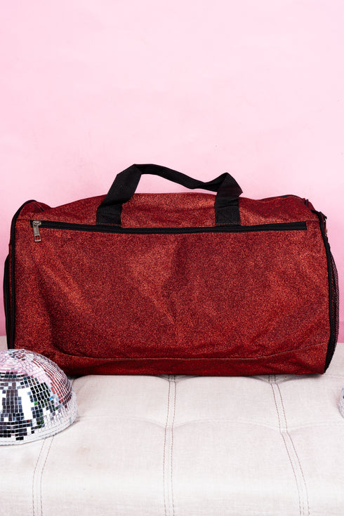 Red Glitz & Glam Duffle Bag with Shoe Compartment