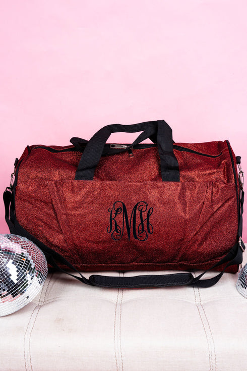 Red Glitz & Glam Duffle Bag with Shoe Compartment