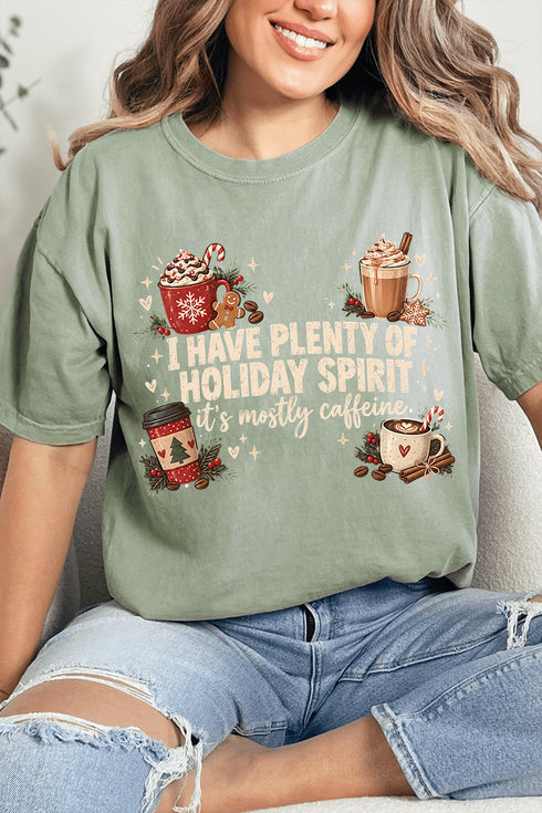 Caffeinated Holiday Spirit Comfort Colors Adult Ring-Spun Cotton Tee