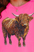 Highland Cow Faux Rhinestone Comfort Colors Adult Ring-Spun Cotton Tee