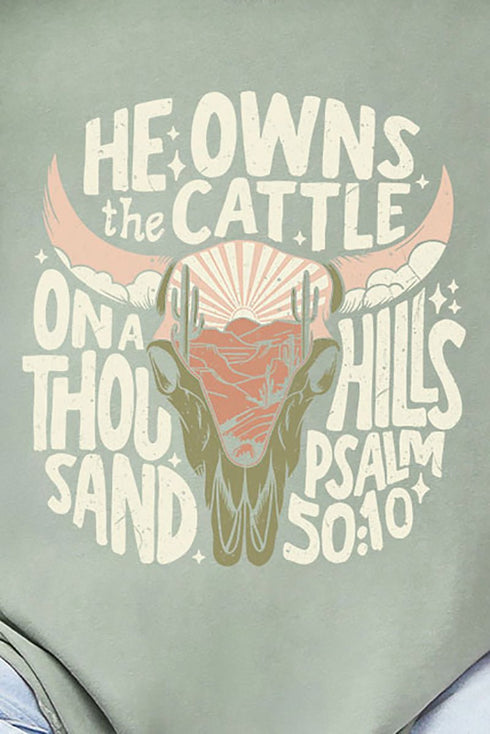 Peach He Owns The Cattle Comfort Colors Adult Ring-Spun Cotton Tee