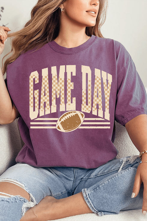 Checkered Taupe Game Day Comfort Colors Adult Ring-Spun Cotton Tee