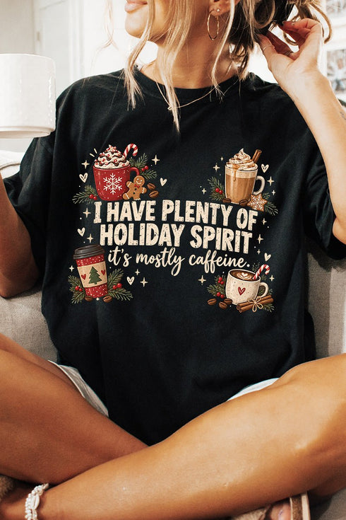 Caffeinated Holiday Spirit Comfort Colors Adult Ring-Spun Cotton Tee
