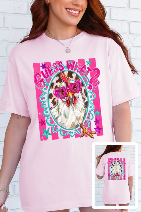 Guess What Chicken Butt Full Front & Back Design Comfort Colors Adult Ring-Spun Cotton Tee