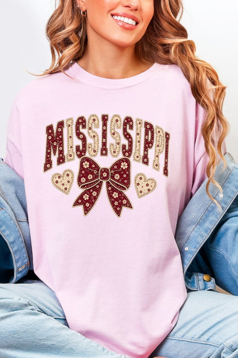Mississippi Blooming Bow Comfort Colors Adult Ring-Spun Cotton Tee