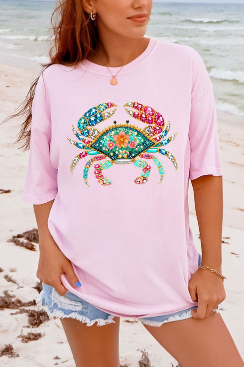 Seaside Sparkle Crab Comfort Colors Adult Ring-Spun Cotton Tee