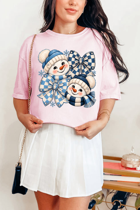 Winter Check Snowmen Comfort Colors Adult Ring-Spun Cotton Tee