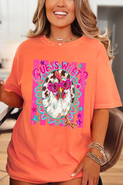 Guess What Chicken Butt Full Front & Back Design Comfort Colors Adult Ring-Spun Cotton Tee