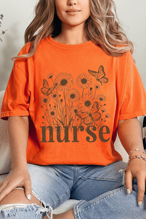 Wildflower Nurse Comfort Colors Adult Ring-Spun Cotton Tee