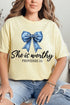 Blue Bow Worthy Comfort Colors Adult Ring-Spun Cotton Tee