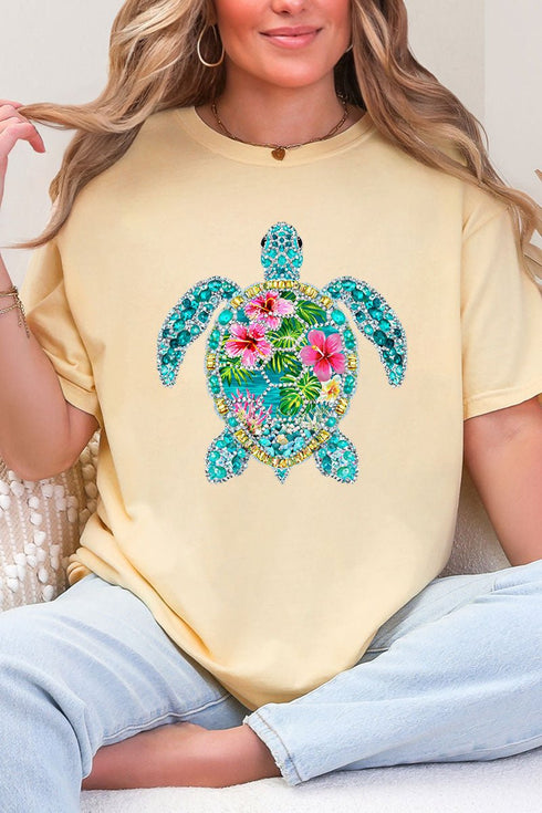 Seaside Sparkle Turtle Comfort Colors Adult Ring-Spun Cotton Tee