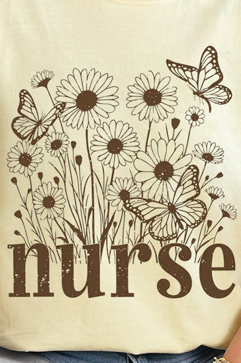 Wildflower Nurse Comfort Colors Adult Ring-Spun Cotton Tee