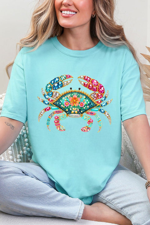 Seaside Sparkle Crab Comfort Colors Adult Ring-Spun Cotton Tee