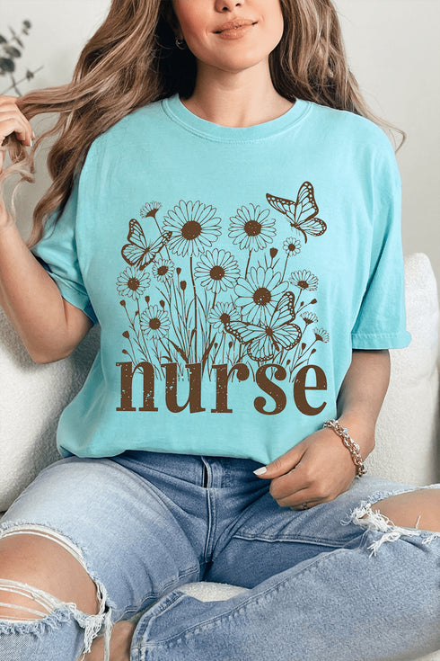 Wildflower Nurse Comfort Colors Adult Ring-Spun Cotton Tee