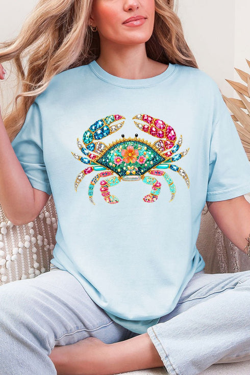 Seaside Sparkle Crab Comfort Colors Adult Ring-Spun Cotton Tee
