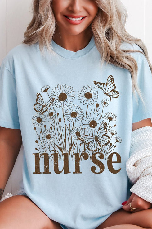 Wildflower Nurse Comfort Colors Adult Ring-Spun Cotton Tee