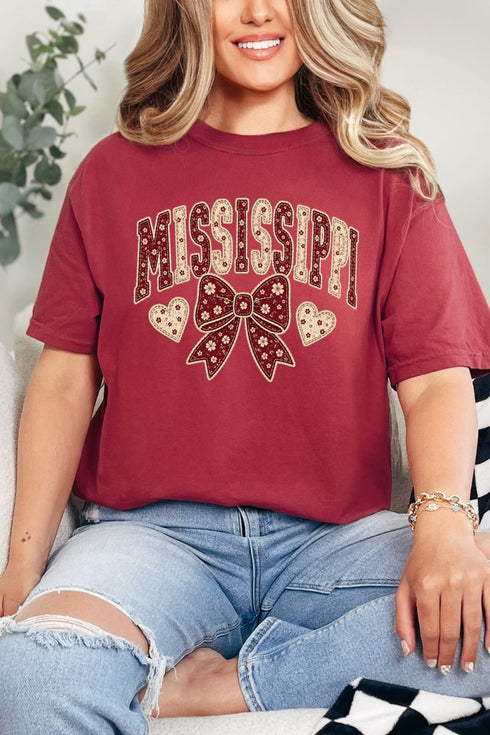 Mississippi Blooming Bow Comfort Colors Adult Ring-Spun Cotton Tee