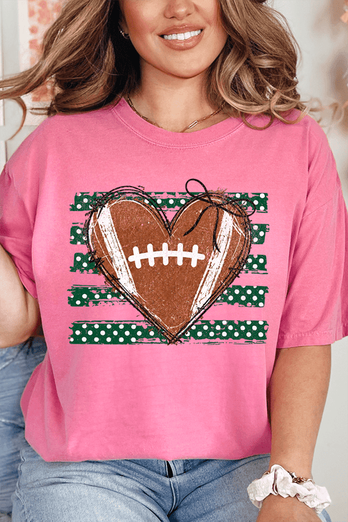Green Football Sweetheart Comfort Colors Adult Ring-Spun Cotton Tee
