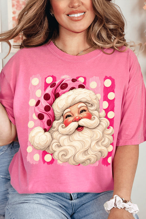 Pink Dot Jolly Santa Comfort Colors Adult Ring-Spun Cotton Tee