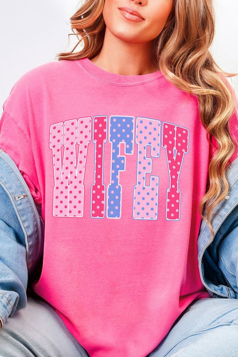 Polka Dot Pop Wifey Comfort Colors Adult Ring-Spun Cotton Tee