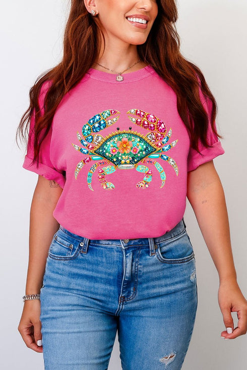 Seaside Sparkle Crab Comfort Colors Adult Ring-Spun Cotton Tee