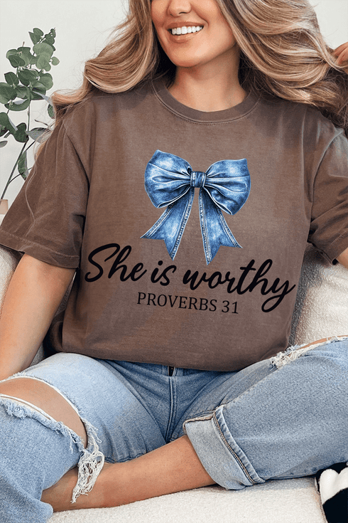 Blue Bow Worthy Comfort Colors Adult Ring-Spun Cotton Tee