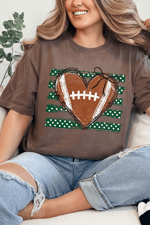 Green Football Sweetheart Comfort Colors Adult Ring-Spun Cotton Tee