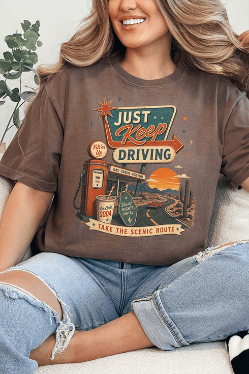 Just Keep Driving Comfort Colors Adult Ring-Spun Cotton Tee