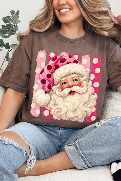 Pink Dot Jolly Santa Comfort Colors Adult Ring-Spun Cotton Tee