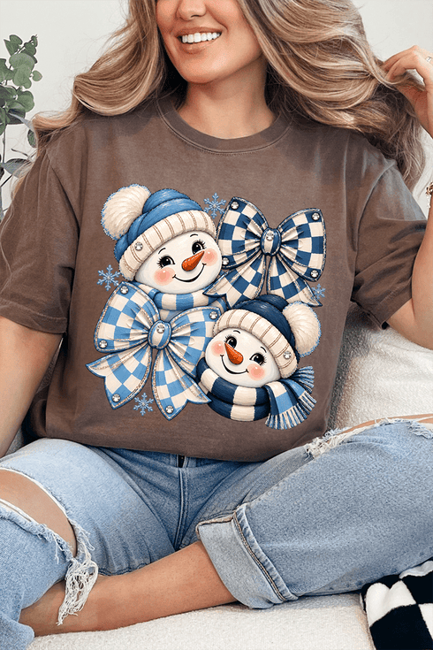Winter Check Snowmen Comfort Colors Adult Ring-Spun Cotton Tee