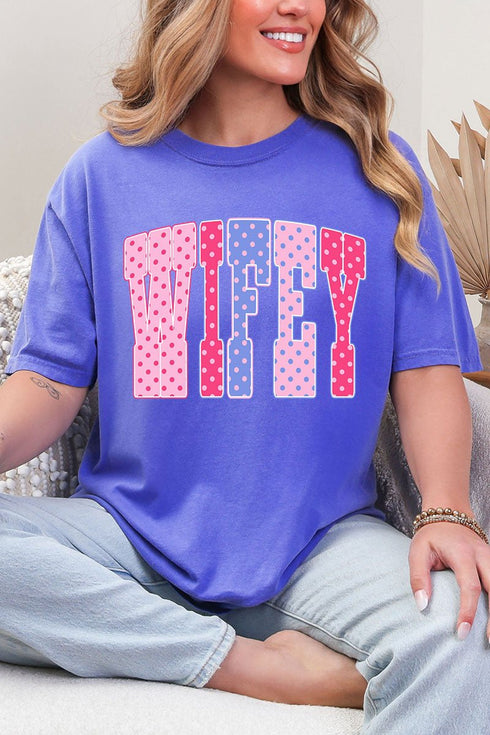 Polka Dot Pop Wifey Comfort Colors Adult Ring-Spun Cotton Tee