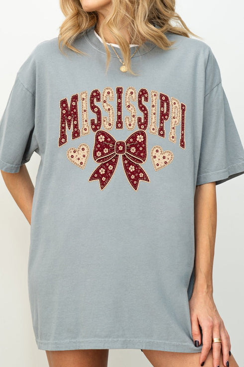 Mississippi Blooming Bow Comfort Colors Adult Ring-Spun Cotton Tee