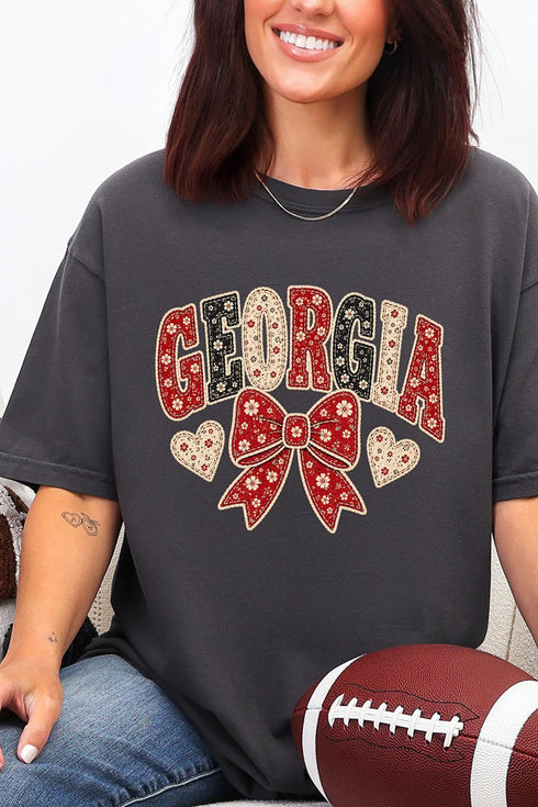 Georgia Blooming Bow Comfort Colors Adult Ring-Spun Cotton Tee