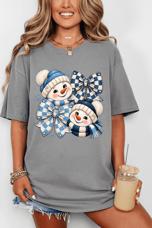 Winter Check Snowmen Comfort Colors Adult Ring-Spun Cotton Tee