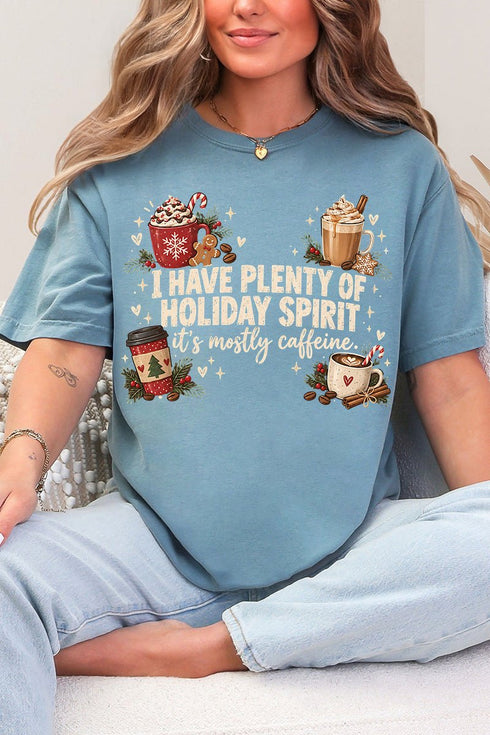 Caffeinated Holiday Spirit Comfort Colors Adult Ring-Spun Cotton Tee