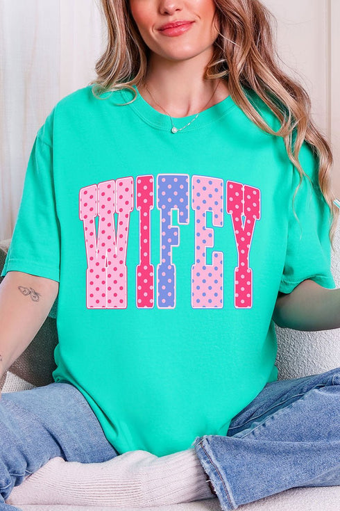 Polka Dot Pop Wifey Comfort Colors Adult Ring-Spun Cotton Tee