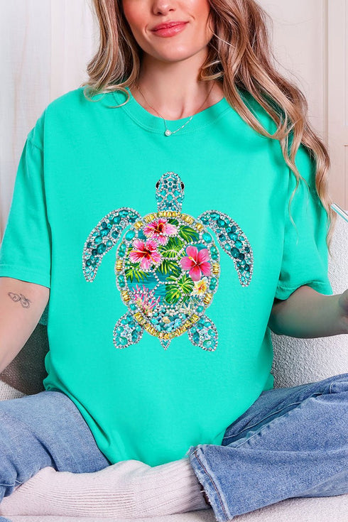 Seaside Sparkle Turtle Comfort Colors Adult Ring-Spun Cotton Tee