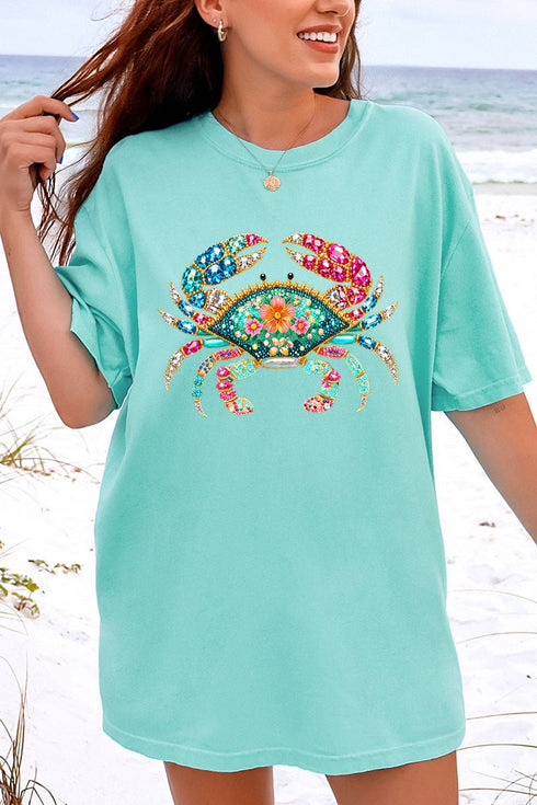 Seaside Sparkle Crab Comfort Colors Adult Ring-Spun Cotton Tee