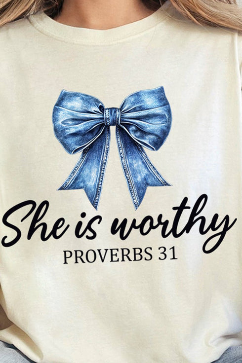 Blue Bow Worthy Comfort Colors Adult Ring-Spun Cotton Tee