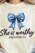 Blue Bow Worthy Comfort Colors Adult Ring-Spun Cotton Tee