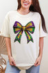 Faux Rhinestone Mardi Gras Bow Comfort Colors Adult Ring-Spun Cotton Tee
