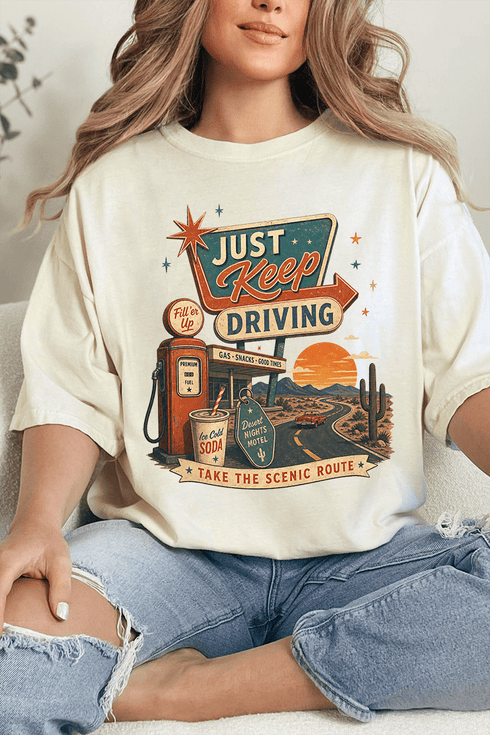 Just Keep Driving Comfort Colors Adult Ring-Spun Cotton Tee