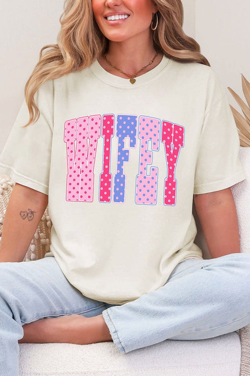 Polka Dot Pop Wifey Comfort Colors Adult Ring-Spun Cotton Tee