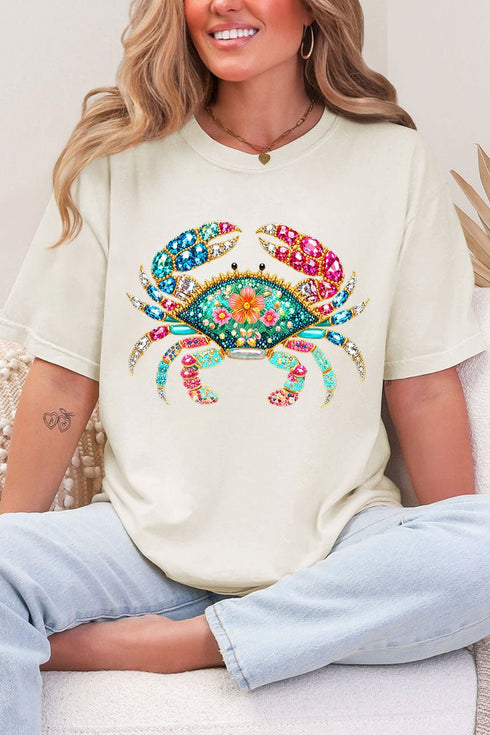 Seaside Sparkle Crab Comfort Colors Adult Ring-Spun Cotton Tee