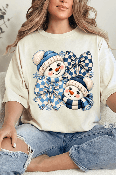 Winter Check Snowmen Comfort Colors Adult Ring-Spun Cotton Tee